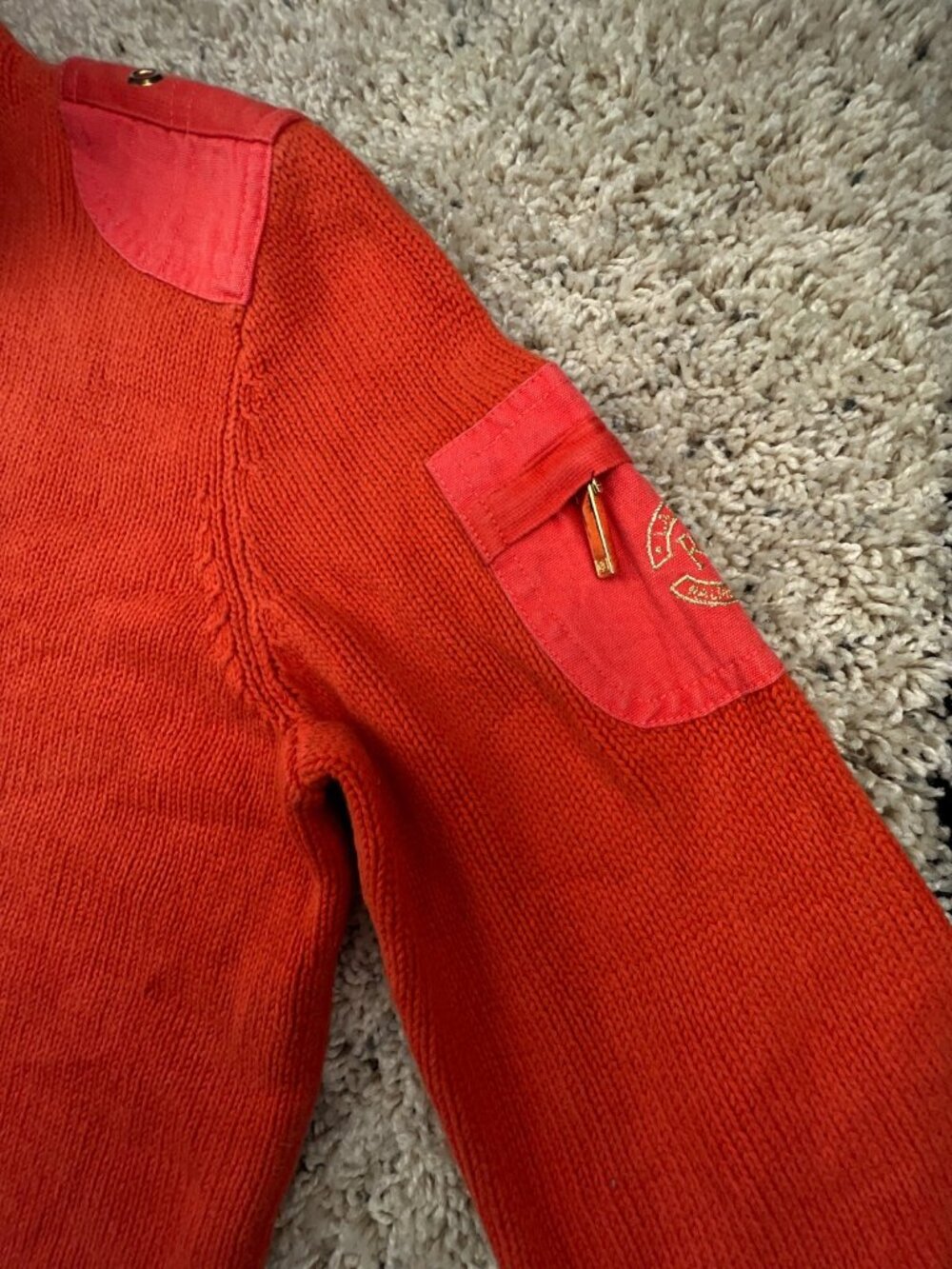 Lauren Ralph Lauren Women’s Sweater Orange Full Zip Medium Cotton Accents Knit - Picture 9 of 15